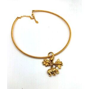 Joan Rivers Necklace with Charms Elephant, Bee and Flower  90s